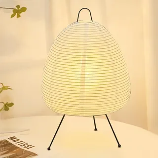 GOMETY Papier Tischlampe 28X47CM, Kreative Reispapier Lampe, Nachttischlampe Stehlampe Papier Dekorative Tischlampe Minimalistische Art Stimmungslicht für Schlafzimmer Wohnzimmer Restaurant(Weiß)