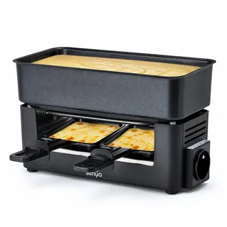 SENYA Fondue-Gerät für 2 Personen, kompakt, 2-in-1, 350 W | Anschließbares System, Grill 230 °C, antihaftbeschichtete Pfannen, für bis zu 8 Personen.