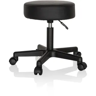 hjh OFFICE 670926 Drehhocker Operator I Kunstleder Schwarz Hocker höhenverstellbar mit Rollen