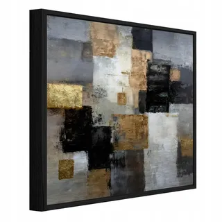 Wallarena Bilder mit Rahmen Abstraktion Geometrisch Schwarz 30x30 cm , Multicolor , Metall , Recyclingholz , Uni , Rechteckig , 30x30 cm , FSC 100% , 3D-Effekt , Bilder & Rahmen, Bilder, Leinwandbilder