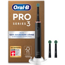 Bild Oral-B Pro Series 3 Plus Edition Elektrische Zahnbürste, 3 Aufsteckbürsten, mit visueller 360° Andruckkontrolle für Zahnpflege, recycelbare Verpackung, Designed by Braun, schwarz