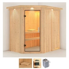 Bild von Sauna »Clara«, (Set), 9 KW-Ofen mit integrierter Steuerung beige