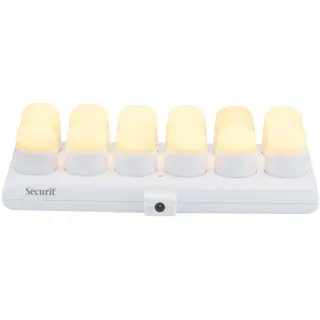 SECURIT – Wiederaufladbares LED-Teelicht-Set Amsterdam – Kabellos – Magnetisch – Für Bar, Café, Restaurant – Warmweiß – 12 Kerzen, Fernbedienung, Basis, Ladekabel inklusive, Weiß