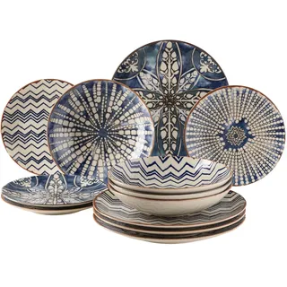 Mäser Iberico Blue Tafelservice 12-tlg. maurisch, Vintage Muster in Weiß und Blau