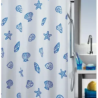 Spirella Duschvorhang Concha 120 x 200 cm blau weiß
