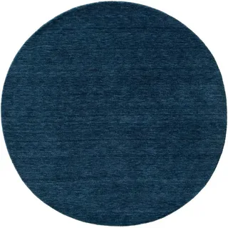 benuta Nest Wollteppich Jamal Blau ø 200 cm rund , Textil , Rund , 200x200 cm , Gots , pflegeleicht , Teppiche und Böden, Teppiche, Schafwollteppiche