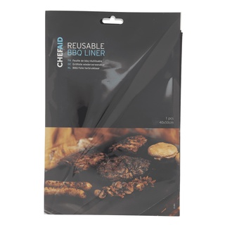 Chef Aid Grillfolie, wiederverwendbar, antihaftend, zum Grillen und Kochen im Freien, auch für Backöfen im Innenbereich geeignet, 50 x 40 cm, schwarz