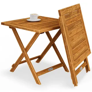 Casaria® Beistelltisch Holz 46x46x46 cm Vollmontiert Klappbar 80kg Belastbar Stabil Klein Holztisch Gartentisch Klapptisch Terrasse Balkon Garten - Braun