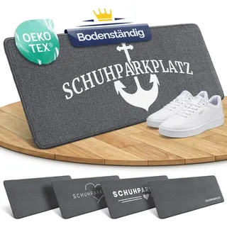 Bodenständig Schuhparkplatz Fußmatte Grau 100x33 cm – rutschfeste Schuhmatte & Waschbarer Schuhteppich mit Gummiunterseite – Flache Abtropfmatte für Flur & Eingang – Schutz vor Nässe & Schmutz