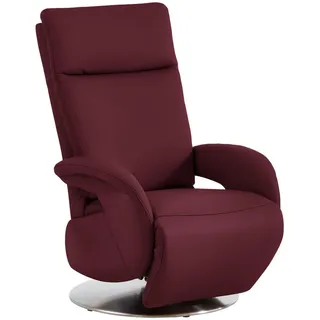 Cantus Relaxsessel , Weinrot , Metall , Echtleder , Color-Finish-Leder , 70x108x80 cm , Goldenes M , Fußauswahl, Lederauswahl, Stoffauswahl, Relaxfunktion, Sitzfläche 360° drehbar, inklusive Armlehnen , Wohnzimmer, Sessel, Ledersessel