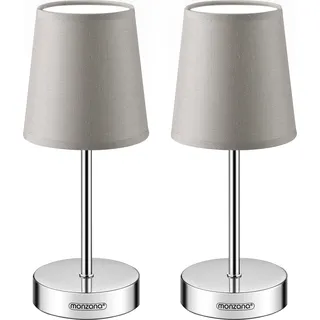 MONZANA® Nachttischlampe 2er Set 32cm Stoff Grau Taupe Anthrazit Weiß Wohnzimmer Schlafzimmer Lampe Leuchte Tischlampe Nachttischleuchte Tischleuchte - Braun