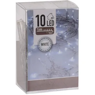 LED Lichterkette kalt weiß mit Timer - 1 m Länge mit 10 LED - Weihnachts Beleuchtung für Innen - Indoor Weihnachten Advent Winter Tisch Fenster Deko Batterie betrieben