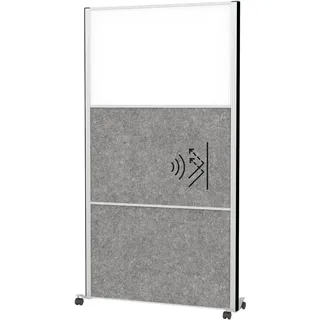 Maul Akustik-Trennwand MAULconnecto 9603195, dunkelgrau, weiß 100,0 x 182,0 cm mit Rollen, 1 St.