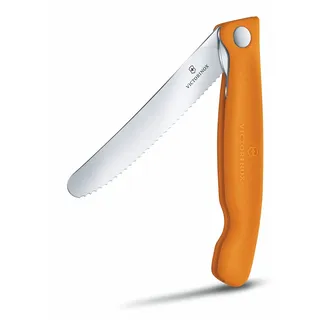 Victorinox Swiss Classic Tomato and table knife, Wavy edge, Extra Sharp, Stainless Steel, Dishwasher Safe, 11 cm, Orange