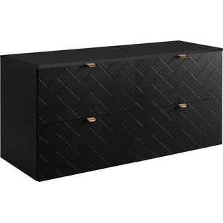Badezimmerschrank, Schwarz mit goldener Griff / mit oberer Platte, 120 x 57 x 46 cm - Schwarz, Gold