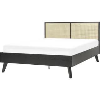 Beliani Bett Schwarz Naturmaterialien, 140x200 cm