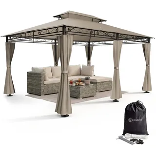 CASARIA Pavillon Topas 4 x 3 m inkl. 4 Seitenteile Taupe