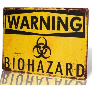 dingleiever Metallschild mit Aufschrift "Warning Biohazard Hazard"