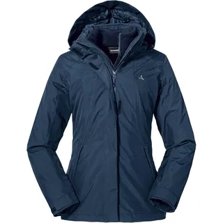 Schöffel Damen 3in1 Jacket Partinello L, wind- und wasserdichte Winterjacke mit separat verwendbarer Fleece Jacke, bequeme Regenjacke mit verstellbarer Kapuze, navy blazer, 34