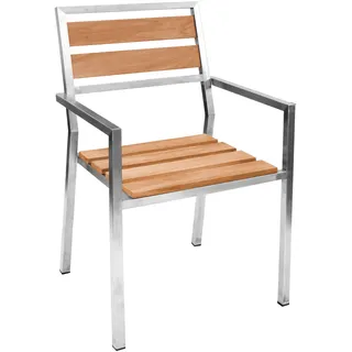 Teako Design 2x Stapelstuhl Teakholz + Edelstahl - Wetterfest, Ergonomisch & Stapelbar