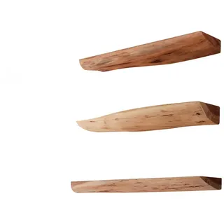 Kawola Wandregal Ferha 3ER SET Holz Akazie , Naturfarben , Rechteckig , 60x4x13 cm , Wohnzimmer, Regale, Wandboards