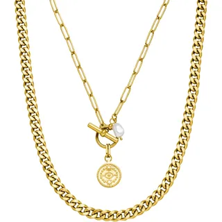 Purelei® Makani Ketten Set (Gold) – Ketten für Damen aus langlebigem Edelstahl – Wasserfeste Ketten mit Anhänger – Verstellbare Länge – Halsketten für deinen individuellen Look