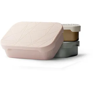 MAMEIDO Brotdose Edelstahl 1200 ml, mit flexiblem Trenner & Silikondeckel, Lunchbox Erwachsene, leichte Vesperbox Kinder, Brotbox Kinder mit Fächern (Blush Kissed)