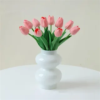JSPYFITS Ins Moderne Vasen, Hydroponische Glasblumenvase, Tulpenvase Glasblasenvase für Blumen, Doppelte Kugeln Farbige Glasvase für Dekoration, Geometrische Glasvase für Haus/Büro/Party(Weiß)