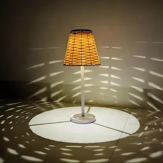 WRQIOO Solarlampen für Außen Tisch, Solar Tischlampe Outdoor Rattan, Wasserdichtes LED Solar Tischleuchte, Rattan Solarleuchten für Außen Innen Garten Camping, Warmweißen