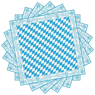 20 Stück Oktoberfest Servietten, 33 x 33 cm Bayrische Servietten, Blau & Weiß Karierte Tissue, Bayrische Deko Napkins, mit Bier, Brezel Muster, für Münchner Oktoberfest Party Bierzelten Tischdeko