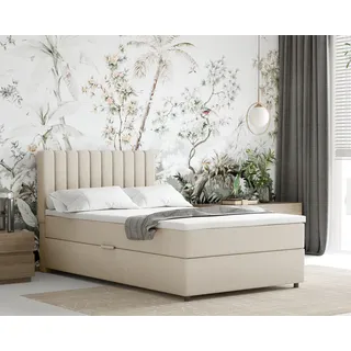 Boxspringbett 120x200 EVEREST, mit Topper, mit Bettkästen, Einzelbett, Beige, Panda Möbel - Beige