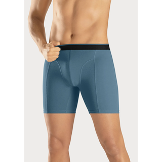 Langer Boxer AUTHENTIC LE JOGGER, Herren, Gr. M/5, 5 Stk., bunt (rot, grau, blau, grau, meliert, navy, schwarz), Jersey, Obermaterial: 95% Baumwolle, 5% Elasthan, unifarben, körpernah, Unterhosen Langer Boxer, mit zweifarbigem Webbund und längerem Bein