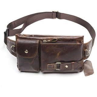 Xieben Vintage Leder Gürteltasche für Herren Frauen Reisen Jagd Wandern Klettern Mehrzweck Hip Bum Gürtel Schlank Handy Geldbörse Brieftasche Braun