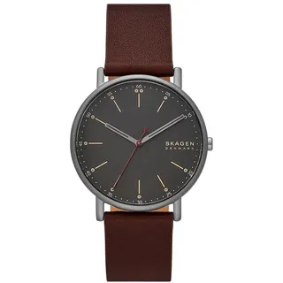 Skagen Herrenuhr Signatur Quartz/3 Zeigerwerk 40 mm Gehäusegröße mit einem Lederarmband SKW6860