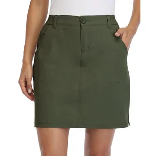 WILLIT Damen Skort Sportrock Golfrock Freizeit Rock Skort mit Hose UPF 50+ Schnelltrockner Outdoor Wandern mit Taschen Olivgrün S