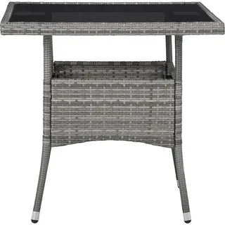 vidaXL Garten-Esstisch Grau Poly Rattan und Glas - Grau