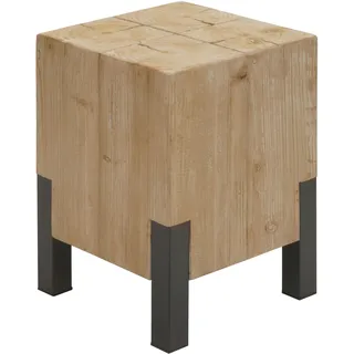 Mendler Hocker HWC-L76, Sitzhocker Holzhocker, Industrial Metall Massiv-Holz MVG-zertifiziert, natur
