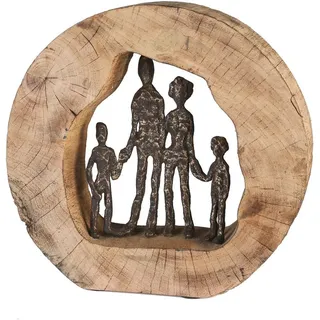 Casablanca by Gilde Casablanca Deko Figur Skulptur Familie", Glück Liebe - Familienskulptur aus Holz Aluminium, mit Spruchanhänger - Dekoration Wohnzimmer Geschenenk Geburtstagsgeschenk - Höhe 28 cm,