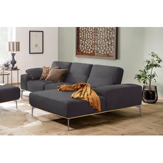 W.Schillig Ecksofa »run, Designsofa mit tollem Sitzkomfort, bequem, L-Form« mit elegantem Holzsockel, Füße in Silber matt, Breite 279 cm, grau