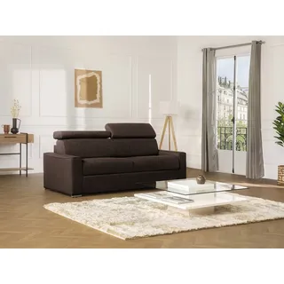 Schlafsofa 4-Sitzer - Liegefläche mit Lattenrost: 160 cm - Matratze: 22 cm mit Memory Schaum - Stoff - Braun - VIZIR