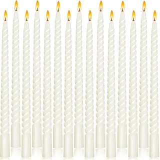 EXTRAPINS 12 Stück Spiralkerzen,25.4cm Stabkerzen Gedreht,Lange Kerzen Weiß,Gedrehte Stabkerzen,Spitzkerzen Weiß,Spiralkerzen gedrehte Deko Kerzen für Dinner Party Hochzeit Dekoration