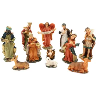 ELLUG Mini Krippenfiguren Set 11-teilig Höhe bis 7cm Weihnachtskrippe Figuren Krippenzubehör Weihnachtsdeko