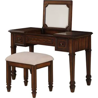 Schminktisch Hocker Holz Schlafzimmer Buchsbaum Roteiche Kreative Modern Luxus - Braun