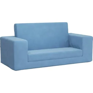 vidaXL Kinder-Schlafsofa 2-Sitzer Blau Weicher Plüsch - Blau