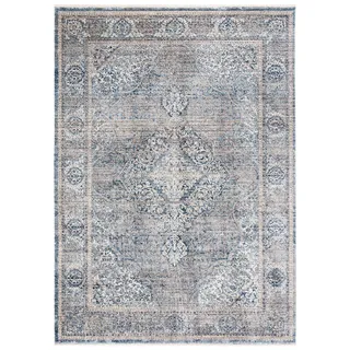 SAFAVIEH Traditionell Teppich für Wohnzimmer, Esszimmer, Schlafzimmer - Dream Collection, Kurzer Flor, Grau und Türkis, 91 X 152 cm