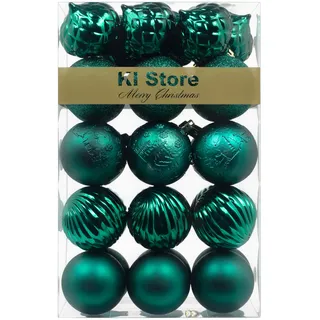 30pcs 6cm weihnachtskugeln türkis dunkelgrün blau Christbaumkugeln bruchsicher Christbaumschmuck für Xmas Party Hochzeit Dekor Ornamente Haken enthalten