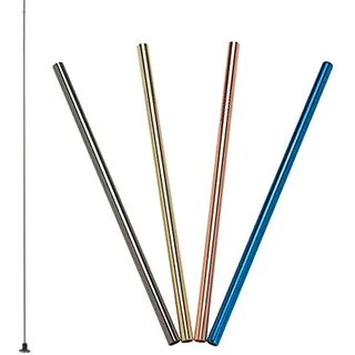 Lurch 240991 Edelstahl Trinkhalme gerade, 21,5 cm Länge, 4 er Set mit Reinigungsbürste