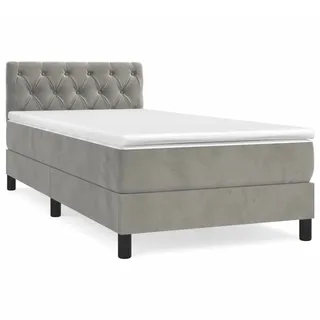 vidaXL Boxspringbett mit Matratze Hellgrau 80x200 cm Samt1537779