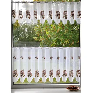 Scheibengardine STICKEREIEN PLAUEN "Pilze" Gr. 10, bunt, B:210cm H:50cm, Voile, Polyester, Gardinen, Scheibengardine