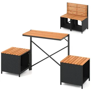 Fantask 2 in 1 Gartenbank, wandelbarer Picknicktisch, Balkonmöbel Kleiner, Balkonset, Sitzgruppe, für Garten, Terrasse